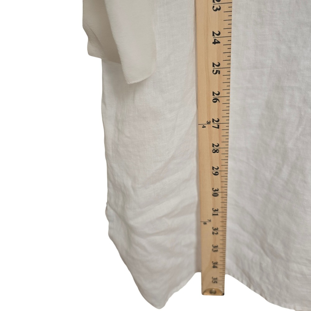 Tommy‎ Bahama Linen Silk Tunic Top Women's White Split Neck Pocket Blouse Small - Picture 5 of 10